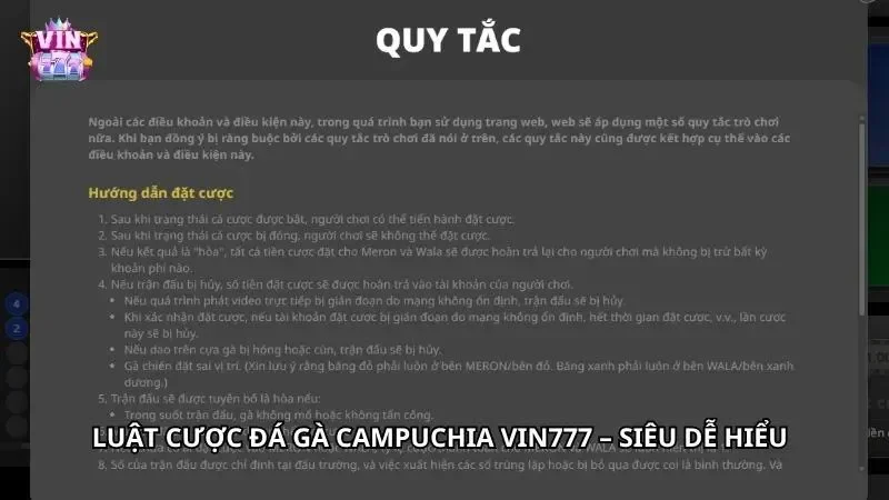 Luật cược đá gà Campuchia mà anh em mới tham gia cần phải biết khi tham gia tại nhà cái
